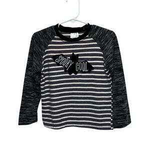 Halloween Bat Spooky Cool Striped Top Kids Size Small 6 Raglan Long Sleeve